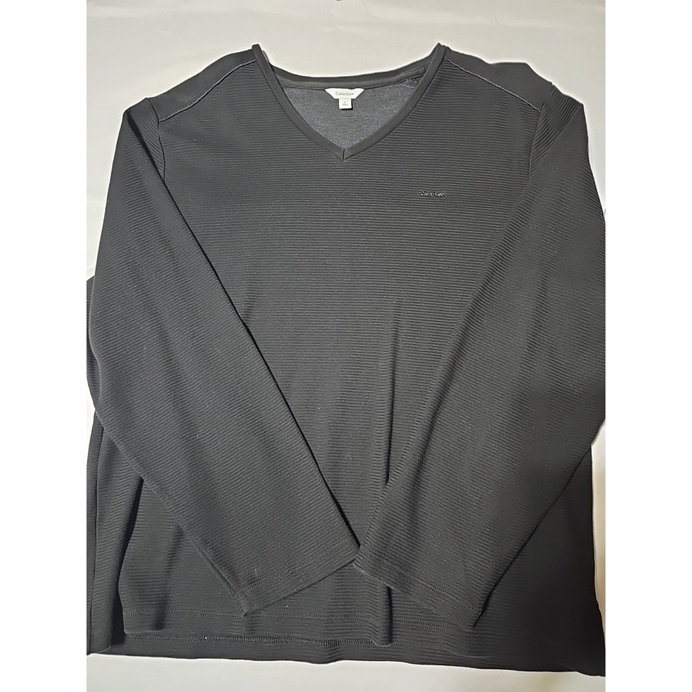 Calvin Klein MENS V Neck PULLOVER Long Sleeve XL Black Sweater Cotton